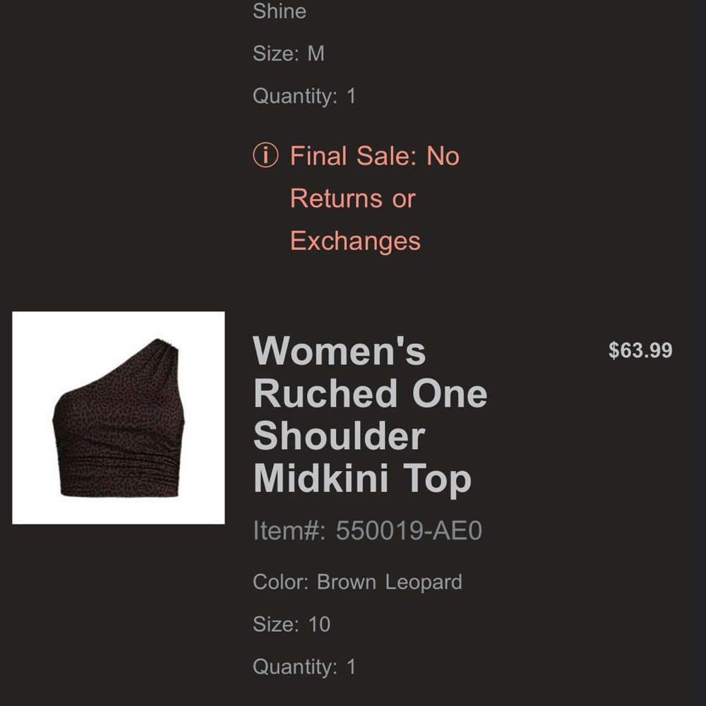 Lands' End Black Leopard One Shoulder Crop Top - Picture 3 of 3